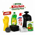 Qurbani Premium Cleaning Pack from DailyGoods featuring dishwash liquid, Fresh kitchen towel, Lifebuoy handwash, and gloves for home hygiene.